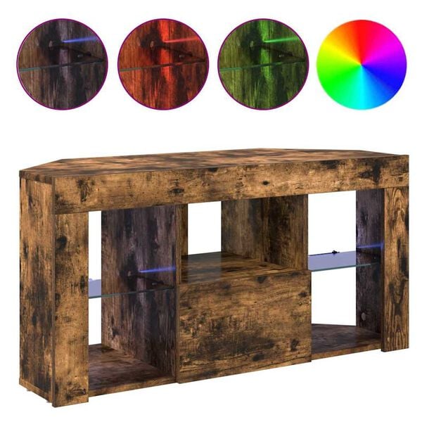 vidaXL Armario LED para TV de Esquina Roble ahumado 105 x 40 x 50 cm