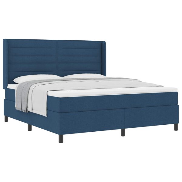 vidaXL Cama tipo Box Spring con colch&oacute;n Azul 180 x 200 cm tela