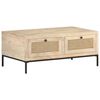 vidaXL Mesa de centro madera maciza mango y ca&ntilde;a natural 90x50x37 cm