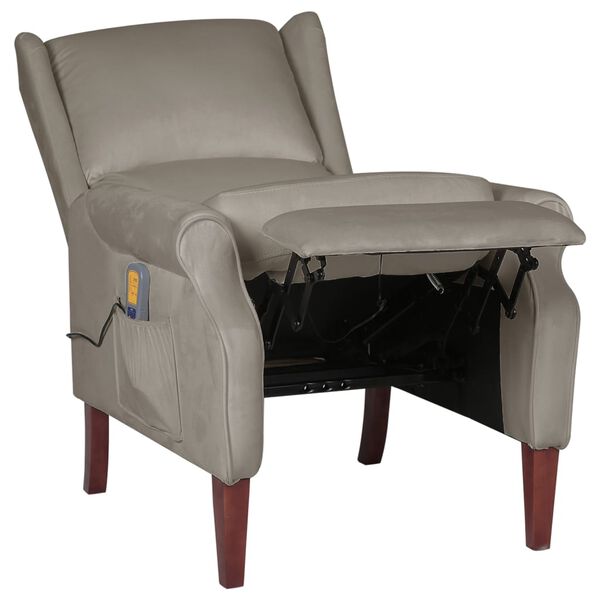 vidaXL Sill&oacute;n de masaje reclinable de tela gris claro