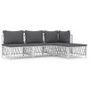 vidaXL Juego de muebles de jard&iacute;n 4 piezas y cojines acero blanco