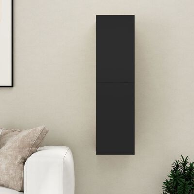 vidaXL Mueble pared TV madera contrachapada negro 30,5x30x110 cm