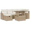vidaXL Conjunto de sof&aacute; de jard&iacute;n 7 uds. Beige rat&aacute;n sint&eacute;tico
