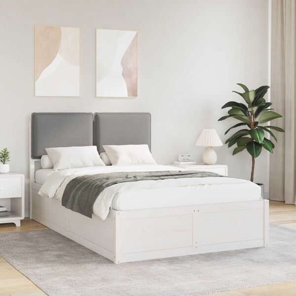 vidaXL Estructura de Cama con Cabecera Tapizada Gris Claro