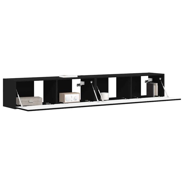 vidaXL Mueble de TV Montado en la Pared 2 pcs Negro 98 x 31 x 29,5 cm