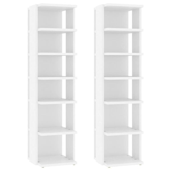 vidaXL Muebles zapateros 2 uds contrachapada blanco 27,5x27x102 cm