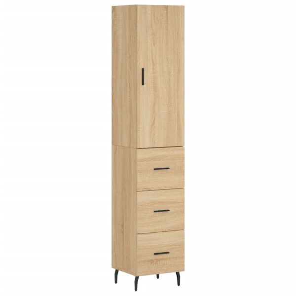 vidaXL Aparador de madera contrachapada roble Sonoma 34,5x34x180 cm