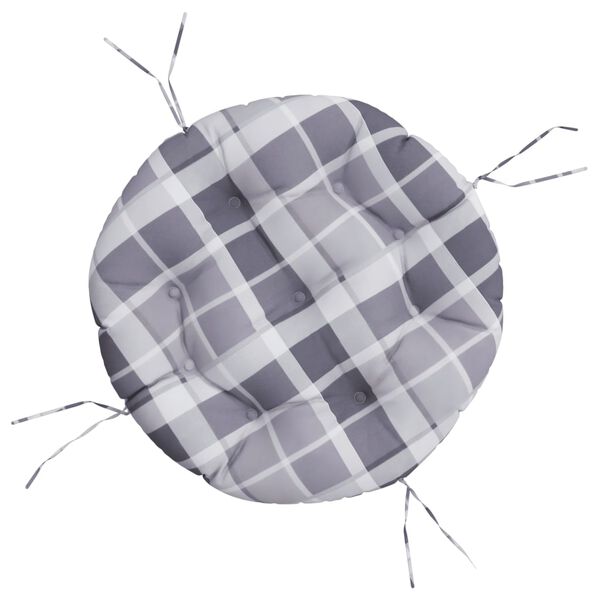 vidaXL Coj&iacute;n redondo tela Oxford estampado de cuadros gris &Oslash; 60x11 cm