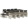 vidaXL Set comedor jard&iacute;n y cojines 13 pzas rat&aacute;n sint&eacute;tico gris claro