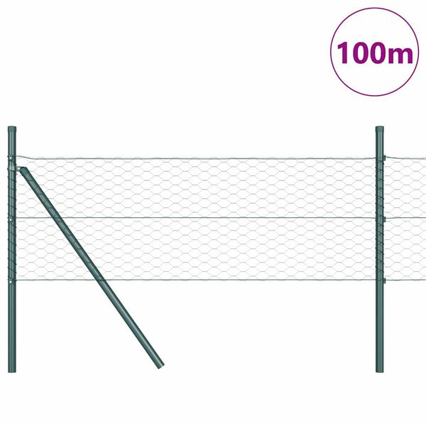 vidaXL Poste de Valla Verde 100 x 0,5 m (malla de 36 mm) Acero y PVC