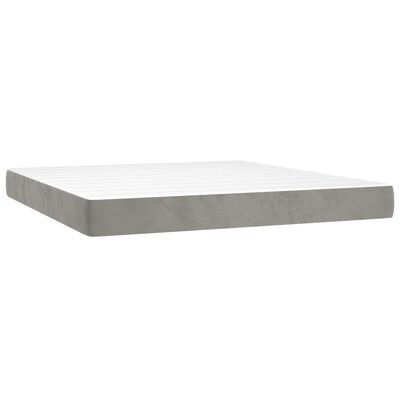 vidaXL Cama box spring colchón y LED terciopelo gris claro 180x200 cm