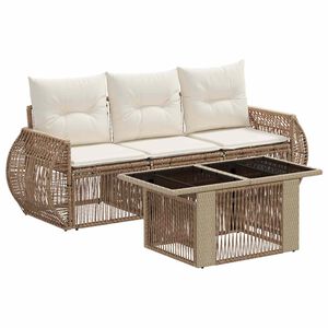 vidaXL Conjunto de sof&aacute;s de jard&iacute;n 4 uds. Beige y blanco crema