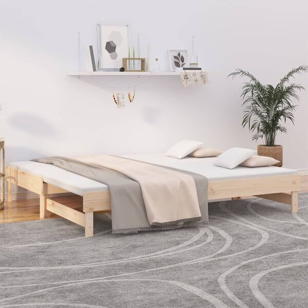 vidaXL Sofá cama extraíble madera maciza de pino 2x(90x200) cm