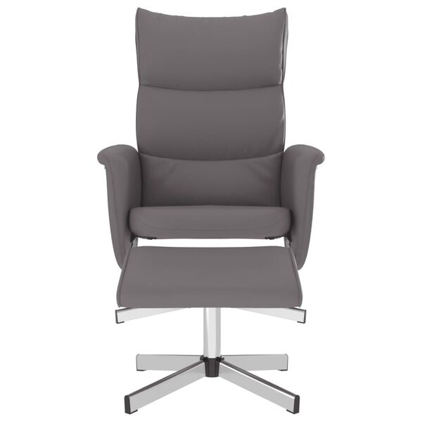 vidaXL Sill&oacute;n reclinable con reposapi&eacute;s cuero sint&eacute;tico gris