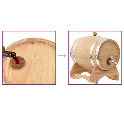 vidaXL Barril de vino con grifo madera de pino maciza 6 L