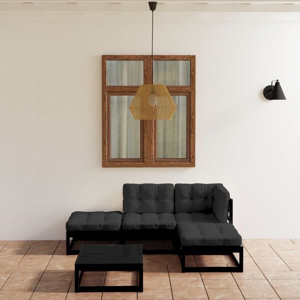 vidaXL Juego de muebles de jard&iacute;n 5 pzas y cojines madera pino maciza