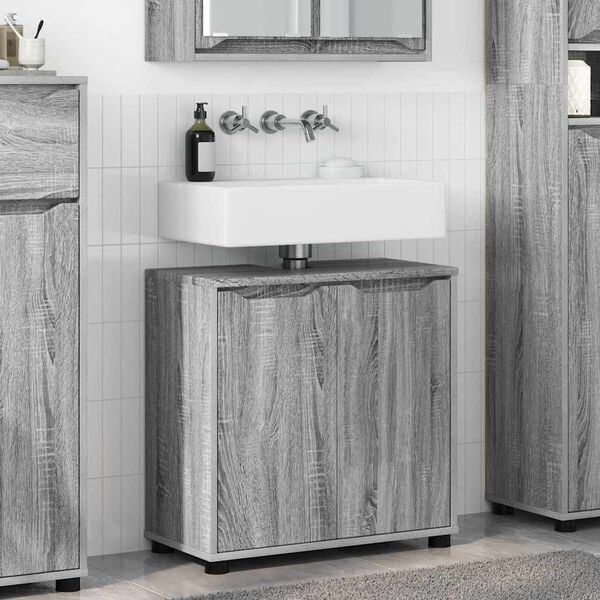 vidaXL Armario para lavabo de ba&ntilde;o Manual Gris Sonoma 60 x 30 x 60 cm
