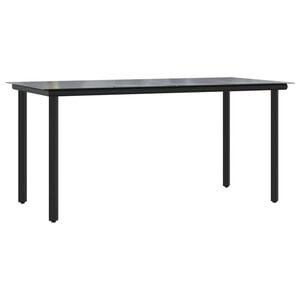 vidaXL Mesa comedor jard&iacute;n acero y vidrio templado negro 160x80x74 cm