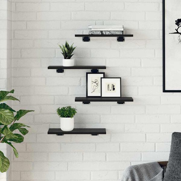 vidaXL Tablero de Estanter&iacute;a 4 pcs Negro 40 x 20 x 1,5 cm