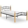 vidaXL Estructura cama sin colch&oacute;n metal madera roble negro 100x200 cm