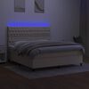 vidaXL Cama box spring colch&oacute;n y luces LED tela crema 180x200 cm