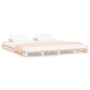 vidaXL Cama de palets de madera maciza de pino Super King 180x200 cm