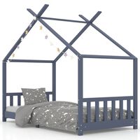 vidaXL Estructura de cama infantil madera maciza pino gris 90x200 cm