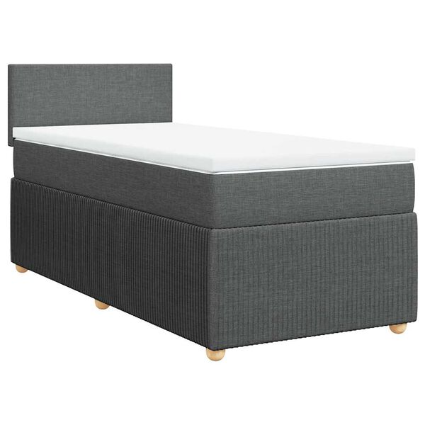 vidaXL Cama box spring con colch&oacute;n tela gris oscuro 100x200 cm