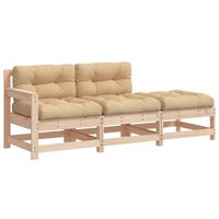 vidaXL Juego de sofás de jardín 3 pzas con cojines madera maciza