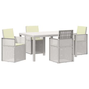 vidaXL Conjunto de Comedor de Jard&iacute;n 5 uds. Blanco y Crema PP
