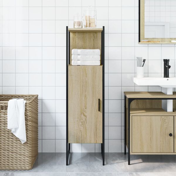 vidaXL Armario de ba&ntilde;o madera ingenier&iacute;a roble Sonoma 33x33x120,5 cm