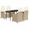 vidaXL Set comedor de jard&iacute;n 5 pzas con cojines rat&aacute;n sint&eacute;tico beige
