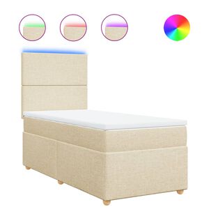 vidaXL Cama box spring con colch&oacute;n tela color crema 80x200 cm