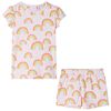 Pijama infantil de manga corta rosa suave 128
