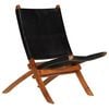vidaXL Silla de relax plegable de cuero aut&eacute;ntico negro