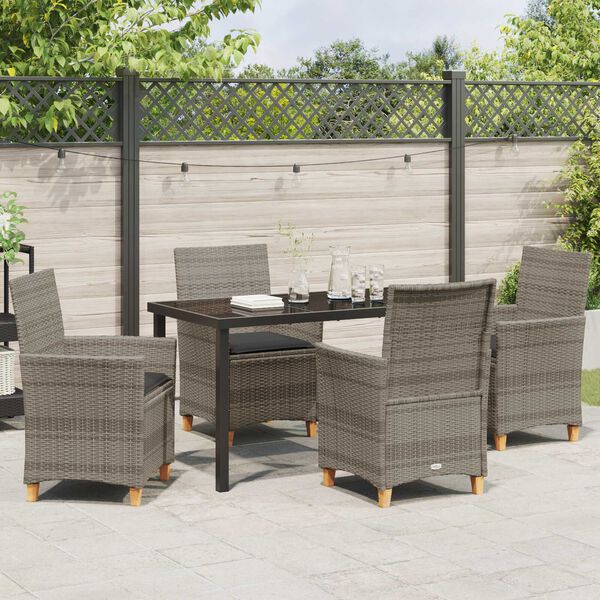 vidaXL Conjunto de Comedor de Jard&iacute;n 5 pcs Gris rat&aacute;n sint&eacute;tico