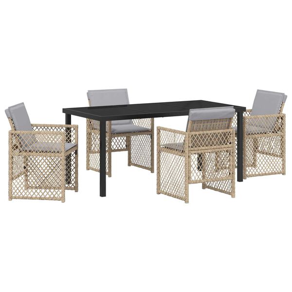 vidaXL Conjunto de Comedor de Jard&iacute;n 5 pcs Beige rat&aacute;n sint&eacute;tico