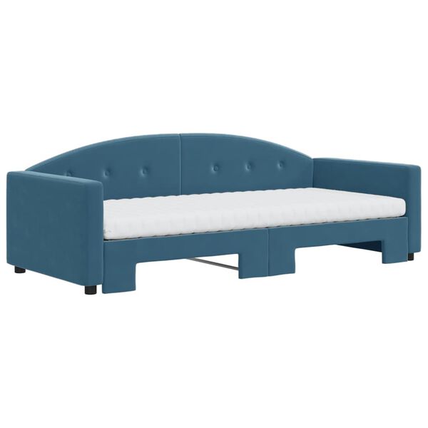 vidaXL Sof&aacute; cama nido con colch&oacute;n terciopelo azul 90x200 cm