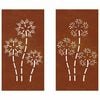 vidaXL Adorno pared jard&iacute;n 2 uds acero corten dise&ntilde;o flores 105x55 cm