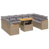 vidaXL Juego de sof&aacute;s jard&iacute;n con cojines beige 10 pzas rat&aacute;n sint&eacute;tico