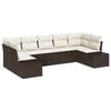 vidaXL Conjunto de sof&aacute;s de jard&iacute;n 7 pcs Marr&oacute;n y crema Polirat&aacute;n