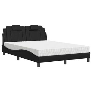 vidaXL Cama Viana con colch&oacute;n cuero sint&eacute;tico negro 120x200 cm
