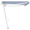 vidaXL Toldo autom&aacute;tico LED sensor de viento azul y blanco 500x350 cm