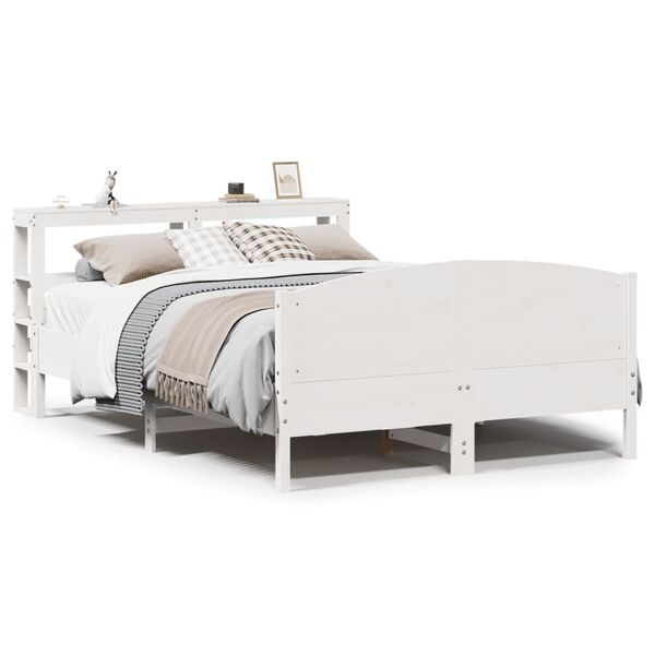 vidaXL Estructura de cama sin colch&oacute;n madera de pino blanca 120x200 cm