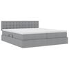 vidaXL Cama con tira de luces LED Gris Claro 180 x 200 cm tela