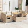 vidaXL Set sof&aacute;s jard&iacute;n y cojines 7 pzas rat&aacute;n sint&eacute;tico acacia beige