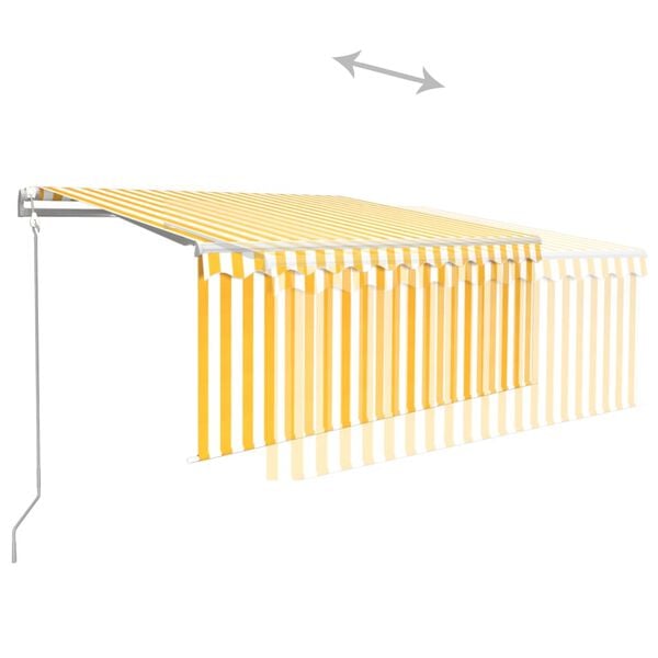 vidaXL Toldo autom&aacute;tico persiana, LED y sensor amarillo/blanco 3x2,5 m