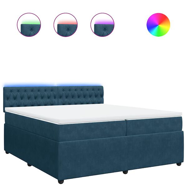vidaXL Cama box spring con colch&oacute;n terciopelo azul 200x200 cm