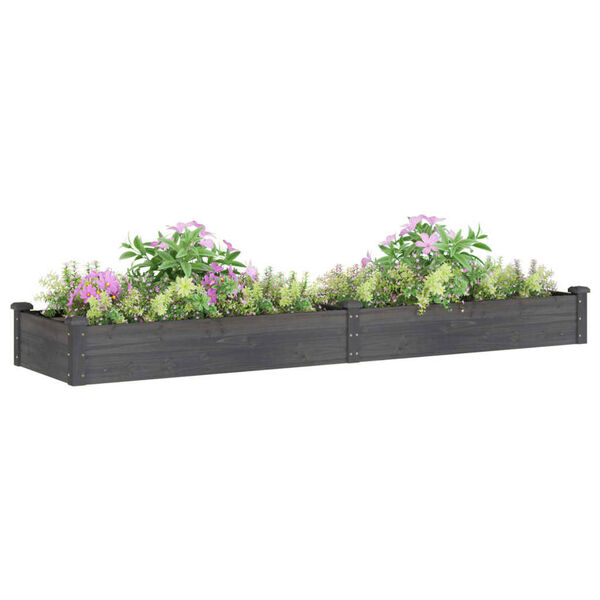 vidaXL Jardinera arriate con forro madera abeto gris 240x60x25 cm