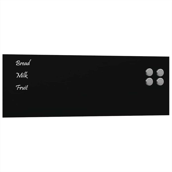 vidaXL Pizarra magn&eacute;tica de pared vidrio templado negro 60x20 cm